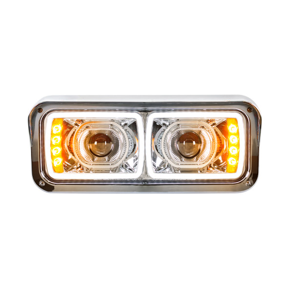 31155-UP HIGH POWER LED "CHROME" PROJECTION HEADLIGHT WITH LED TURN SIGNAL & POSITION LIGHT BAR - PASSENGER