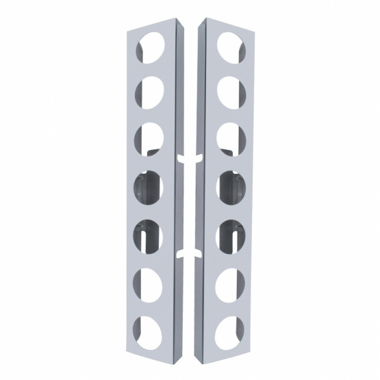 31465-UP KENWORTH STAINLESS FRONT AIR CLEANER BRACKET ONLY - 14 LIGHT CUTOUTS (PAIR)
