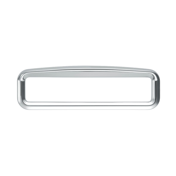 20595-UP CHROME BEZEL WITH VISOR FOR 4-3/8" X 7/8" KENWORTH GLOVE BOX EMBLEM