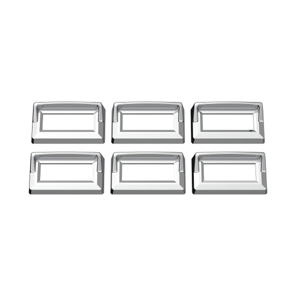 40957-UP CHROME PLASTIC SWITCH LABEL COVERS WITH VISOR FOR 2005 & OLDER KENWORTH (6-PACK)