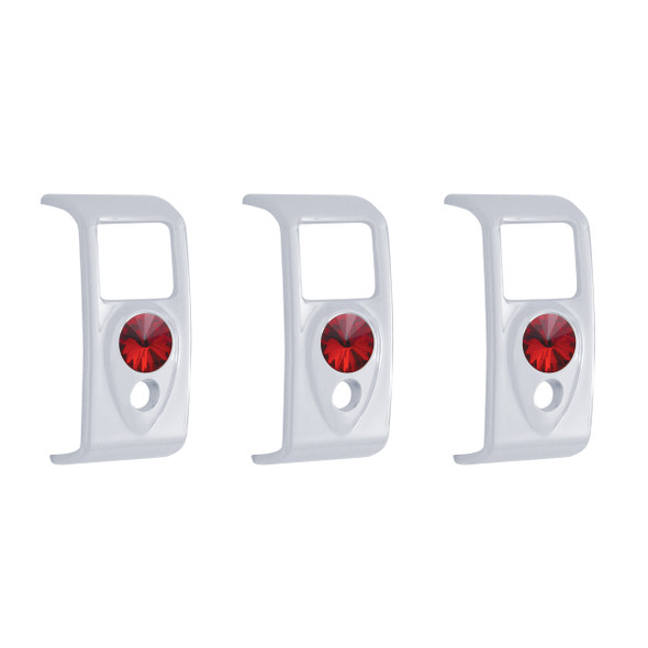 41419-UP ROCKER SWITCH COVER WITH RED CRYSTAL FOR 2006+ KENWORTH (CARD OF 3)