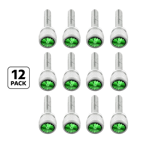 23817-UP 1-3/16" LONG M6 DASH SCREW WITH CRYSTAL FOR KENWORTH - GREEN CRYSTAL(12-PACK)