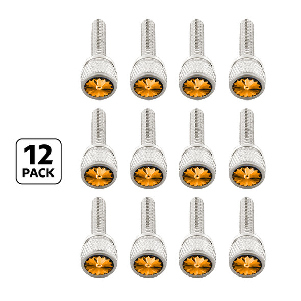 23821-UP 1-3/16" LONG M6 DASH SCREW WITH CRYSTAL FOR KENWORTH - AMBER CRYSTAL (12-PACK)