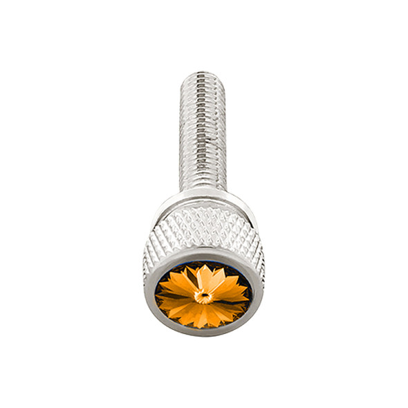 23821-UP 1-3/16" LONG M6 DASH SCREW WITH CRYSTAL FOR KENWORTH - AMBER CRYSTAL (12-PACK)
