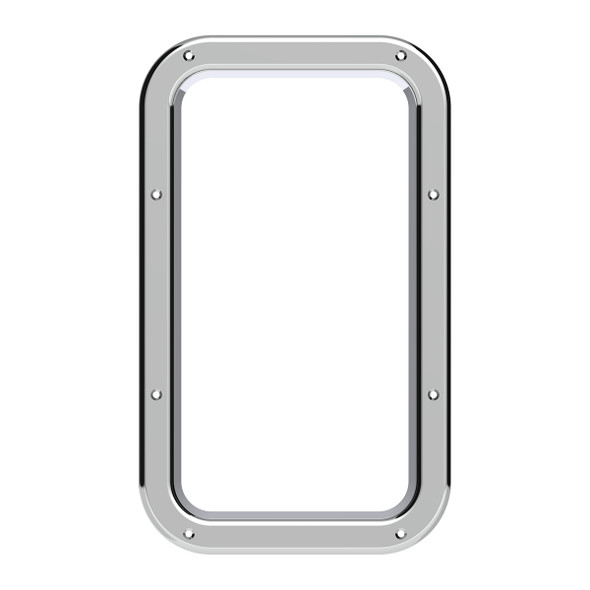 40921-UP CHROME INTERIOR VIEW WINDOW TRIM FOR KENWORTH W900L (1990-2005) AND T800 (1986-2005)