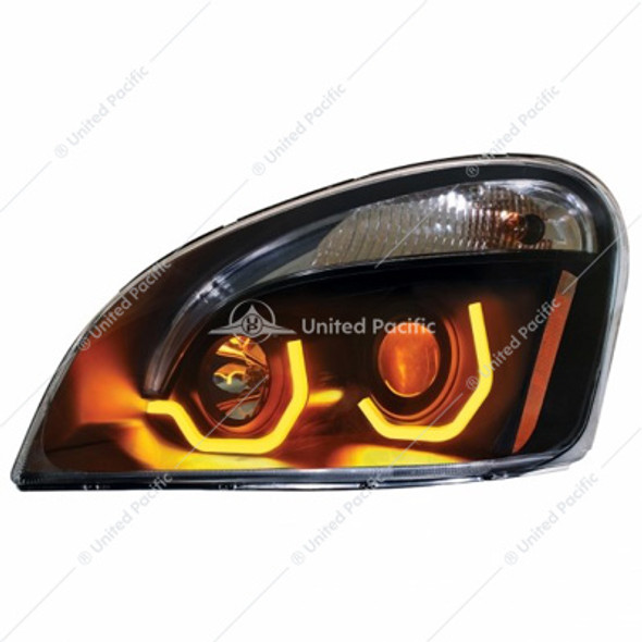 31228-UP BLACKOUT PROJECTION HEADLIGHT W/DUAL FUNCTION AMBER LED POSITION LIGHTS FOR 2008-17 FL CASCADIA - DRIVER