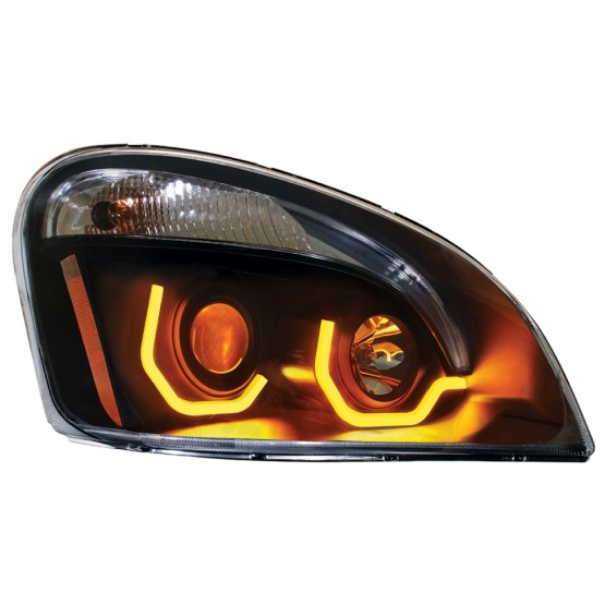 31229-UP BLACKOUT PROJECTION HEADLIGHT W/DUAL FUNCTION AMBER LED POSITION LIGHTS FOR 2008-17 FL CASCADIA - PASSENGER