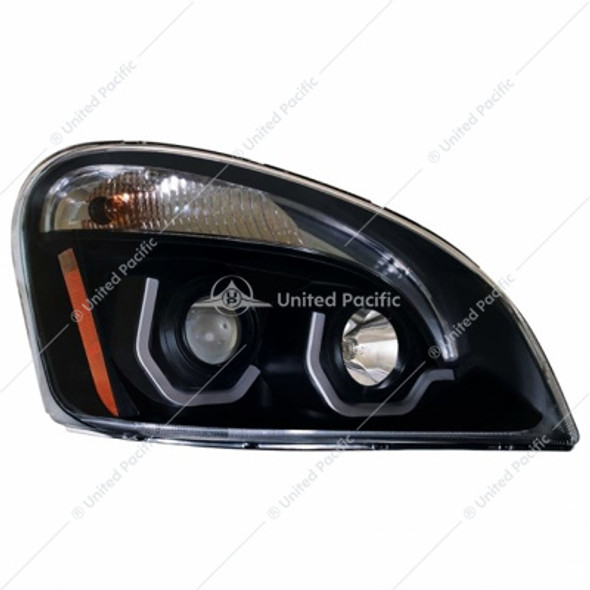 31229-UP BLACKOUT PROJECTION HEADLIGHT W/DUAL FUNCTION AMBER LED POSITION LIGHTS FOR 2008-17 FL CASCADIA - PASSENGER