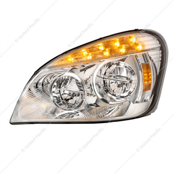 35831-UP CHROME LED HEADLIGHT FOR 2008-2017 FREIGHTLINER CASCADIA - DRIVER