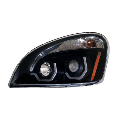 31270-UP BLACKOUT PROJECTION HEADLIGHT WITH WHITE LED POSITION LIGHT FOR 2008-17 FREIGHTLINER CASCADIA - DRIVER