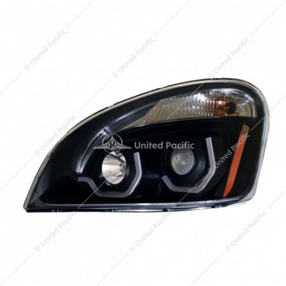 31270-UP BLACKOUT PROJECTION HEADLIGHT WITH WHITE LED POSITION LIGHT FOR 2008-17 FREIGHTLINER CASCADIA - DRIVER