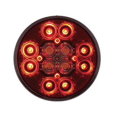 36607-UP 4" Round Combo Light With 12 LED Stop, Turn & Tail & 16 LED Back-Up - Red LED/Red Lens