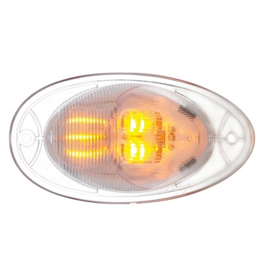 37078-UP 7 LED TURN SIGNAL LIGHT FOR 2008-2017 FREIGHTLINER CASCADIA - DOME LENS, AMBER LED/CLEAR LENS