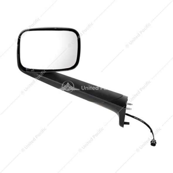 42846-UP BLACK HOOD MIRROR WITH HEATED LENS FOR 2018-2024 FREIGHTLINER CASCADIA - DRIVER