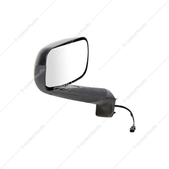 42846-UP BLACK HOOD MIRROR WITH HEATED LENS FOR 2018-2024 FREIGHTLINER CASCADIA - DRIVER