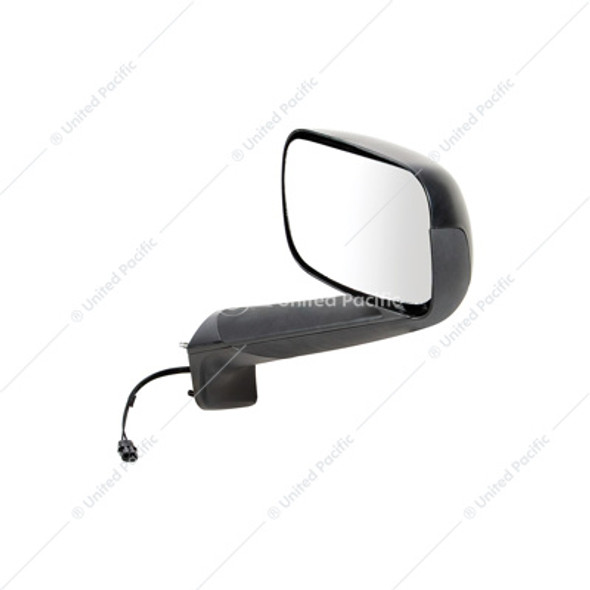 42847-UP BLACK HOOD MIRROR WITH HEATED LENS FOR 2018-2024 FREIGHTLINER CASCADIA - PASSENGER