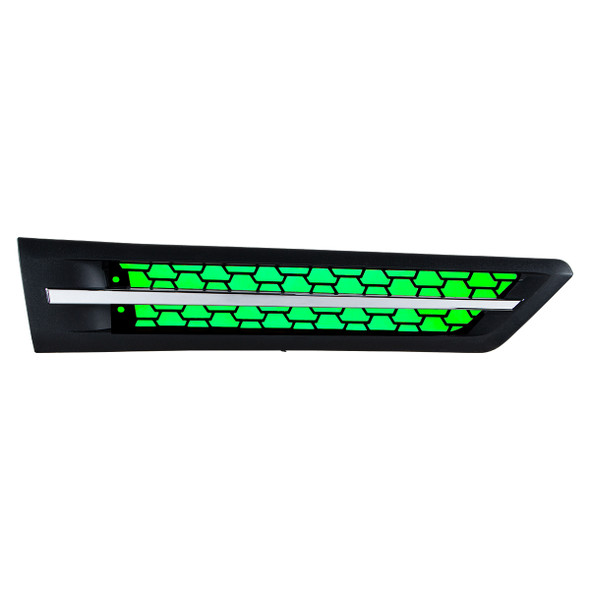 42868-UP HOOD AIR INTAKE GRILLE WITH GREEN LED FOR 2018-2024 FREIGHTLINER CASCADIA 126 - PASSENGER