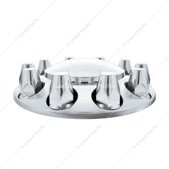 10135-UP DOME FRONT AXLE COVER WITH 33MM STANDARD STYLE PUSH-ON NUT COVERS - CHROME