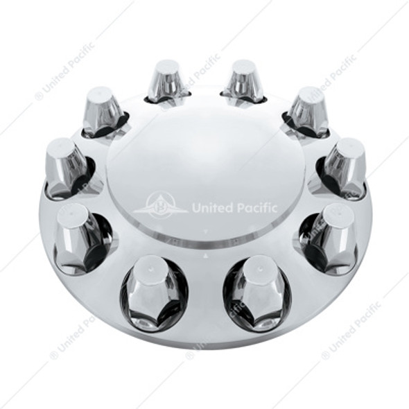 10135-UP DOME FRONT AXLE COVER WITH 33MM STANDARD STYLE PUSH-ON NUT COVERS - CHROME