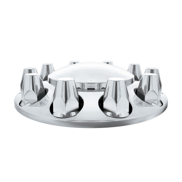 10135-UP DOME FRONT AXLE COVER WITH 33MM STANDARD STYLE PUSH-ON NUT COVERS - CHROME
