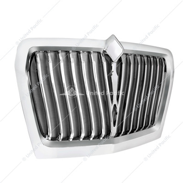 21334-UP CHROME CURVED STYLE GRILLE WITH BUG SCREEN FOR 2018-2024 INTERNATIONAL LT