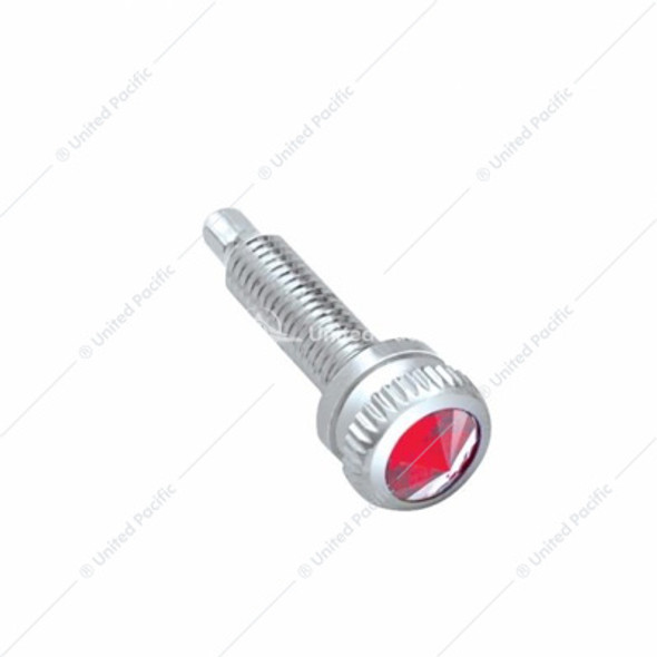 23877-UP SHORT DASH SCREW WITH RED CRYSTAL FOR NAVISTAR INTERNATIONAL (6-PACK)