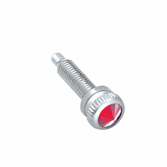23877-UP SHORT DASH SCREW WITH RED CRYSTAL FOR NAVISTAR INTERNATIONAL (6-PACK)