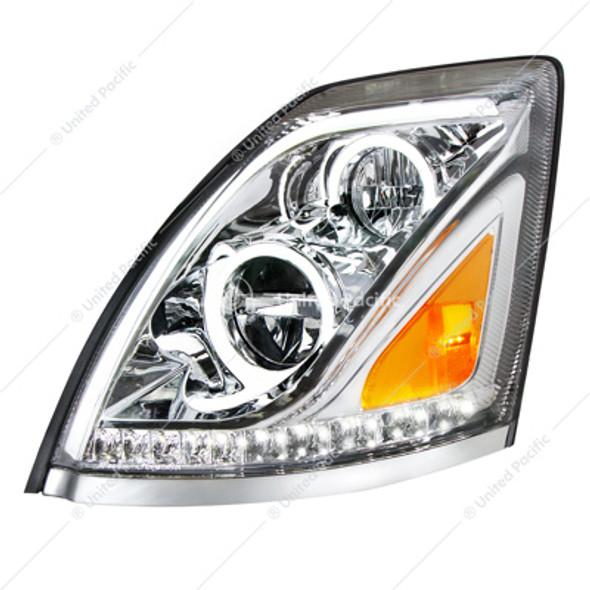 35753-UP CHROME ALL LED HEADLIGHT FOR 2013-2017 VOLVO VN/VNL - DRIVER