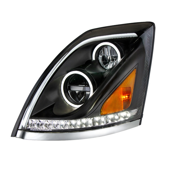 35755-UP BLACK ALL LED HEADLIGHT FOR 2013-2017 VOLVO VN/VNL - DRIVER