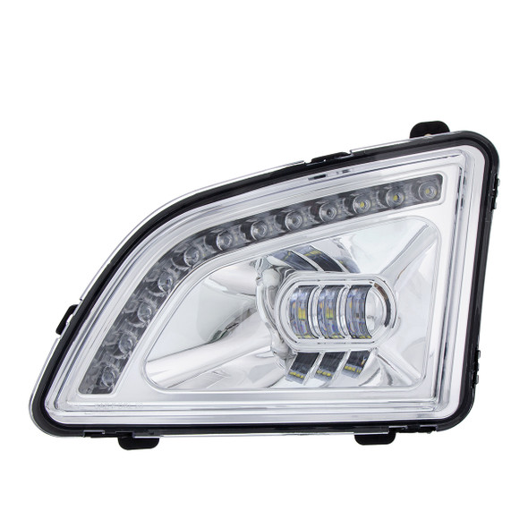 35857-UP 18 LED CHROME PROJECTOR FOG LIGHT WITH POSITION LIGHT FOR 2018-2024 VOLVO VNL - DRIVER/LEFT