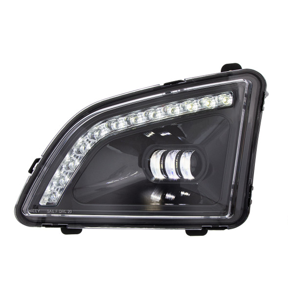 35859-UP 18 LED BLACK PROJECTOR FOG LIGHT WITH POSITION LIGHT FOR 2018-2024 VOLVO VNL - DRIVER/LEFT