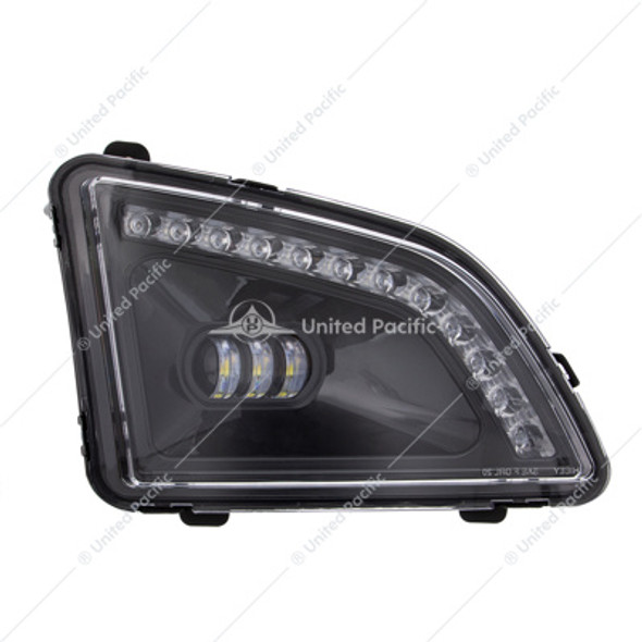 35860-UP 18 LED BLACK PROJECTOR FOG LIGHT WITH POSITION LIGHT FOR 2018-2024 VOLVO VNL - PASSENGER/RIGHT