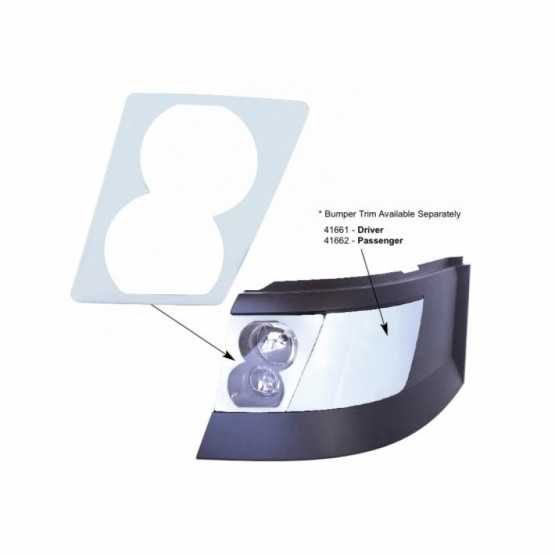 41641-UP CHROME DAYLIGHT RUNNING/FOG LIGHT COVER FOR 2003-2017 VOLVO VN/VNL - DRIVER