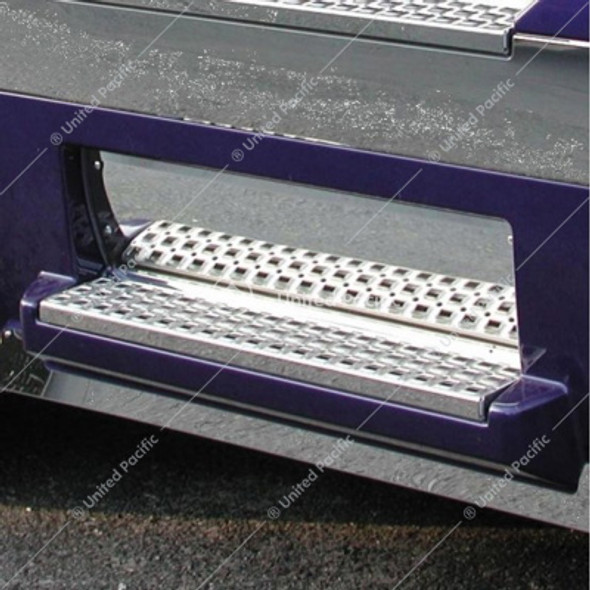 29062-UP POLISHED STAINLESS STEEL LOWER FRONT STEP KICK PLATES FOR 2003-05 VOLVO VN SERIES