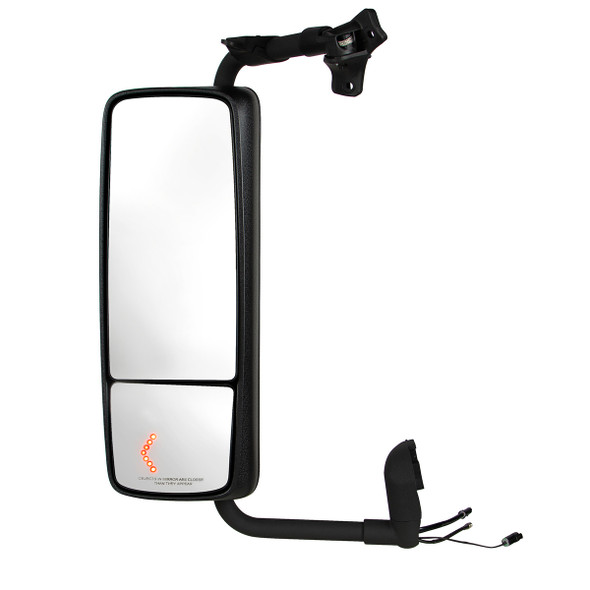 42848-UP BLACK MIRROR ASSEMBLY WITH LED TURN SIGNAL FOR 2012 - 2017 VOLVO VNL - DRIVER