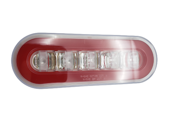 36924-UP 22 LED 6" Oval GloLight With Divider Bar Inner Design (Stop, Turn & Tail) - Red LED/Red Insert (Card)