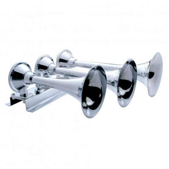 46145-UP 3 Trumpets Horizontal Chrome Train Horn - Left