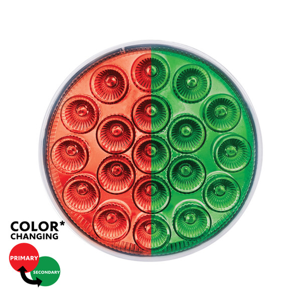 35948-UP 19 LED 4" Round Double Fury Light (Stop & Turn) - Red & Green LED/Clear Lens