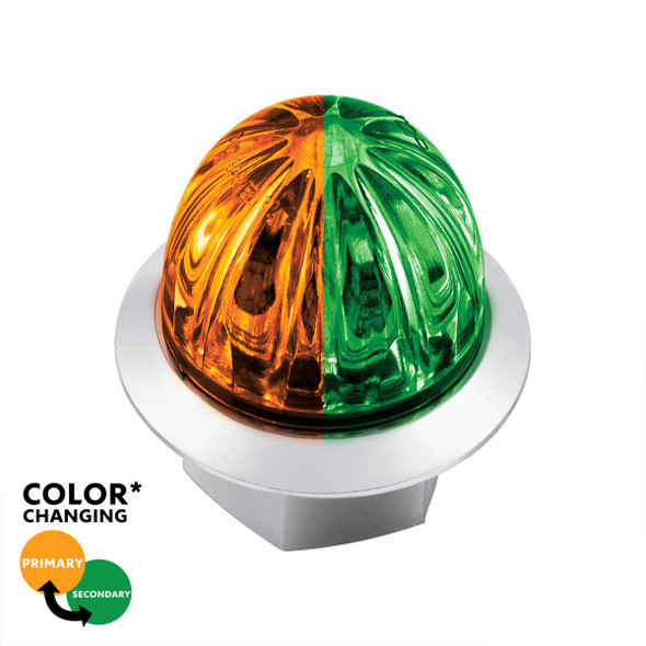 39232-UP 4 LED 1-1/8" Watermelon Double Fury Light With Clear Lens (Clearance/Marker) - Amber & Green LED