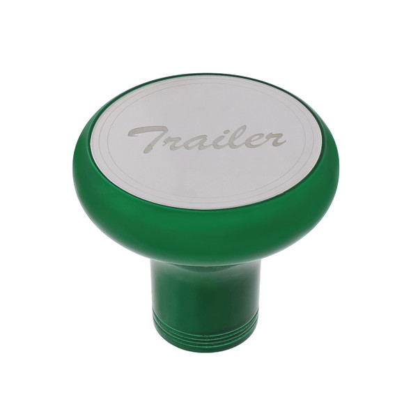 22970-UP Deluxe Aluminum Screw-On Air Valve Knob With Stainless Trailer Plaque - Emerald Green