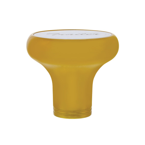 22973-UP Deluxe Aluminum Screw-On Air Valve Knob With Stainless Trailer Plaque - Electric Yellow