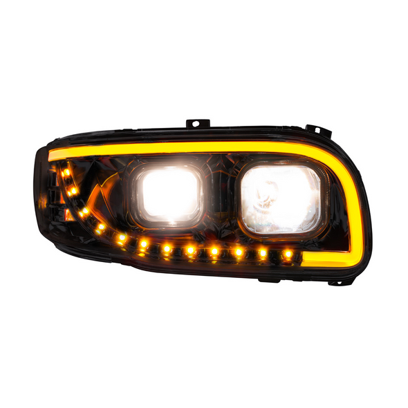 32919-UP Blackout Projection Headlight With LED Turn Signal & Light Bar For 2008-2024 Peterbilt 389-Passenger
