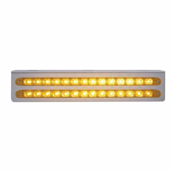 12-3/4" Stainless Light Bracket With 2X 14 LED 12" Light Bars - Amber LED/Amber Lens