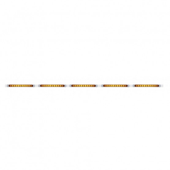 94" Stainless Light Bracket With 5X 11 LED 17" Light Bars & Bezels - Amber LED/Amber Lens