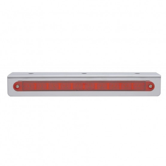 9-3/4" Stainless Light Bracket With 10 LED 9" Light Bar - Red LED/Red Lens