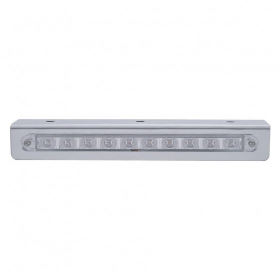 9-3/4" Stainless Light Bracket With 10 LED 9" Light Bar - Red LED/Clear Lens