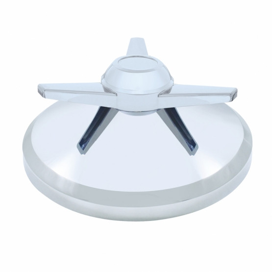 8" Chrome Cover With 3 Bar Spinner For UP Rear Axle Cover - Extra Large Bar Straight Spinner