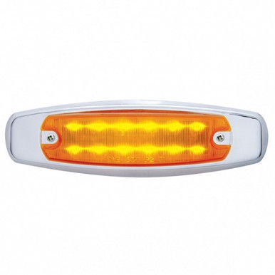 38134-UP  12 LED Rectangular Light (Clearance/Marker) With Chrome Bezel - Amber LED/Amber Lens