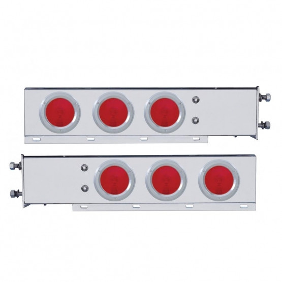 3-3/4" Bolt Pattern Deluxe Stainless Spring Loaded Light Bar With 6X 4" Lights & Bezels (Pair)