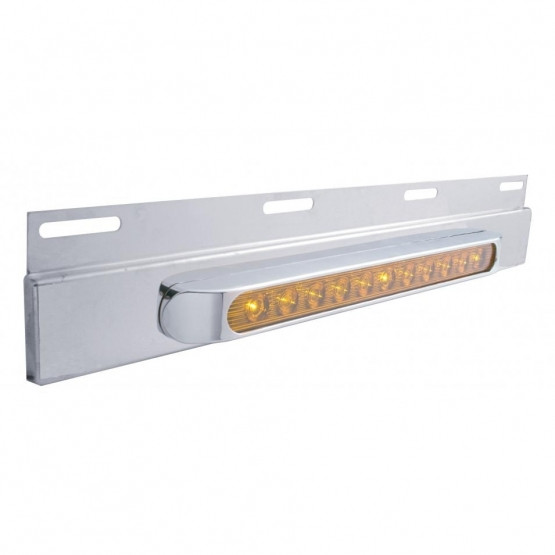 Stainless Top Mud Flap Plate With 11 LED 17" Light Bar & Bezel - Amber LED/Amber Lens (Each)